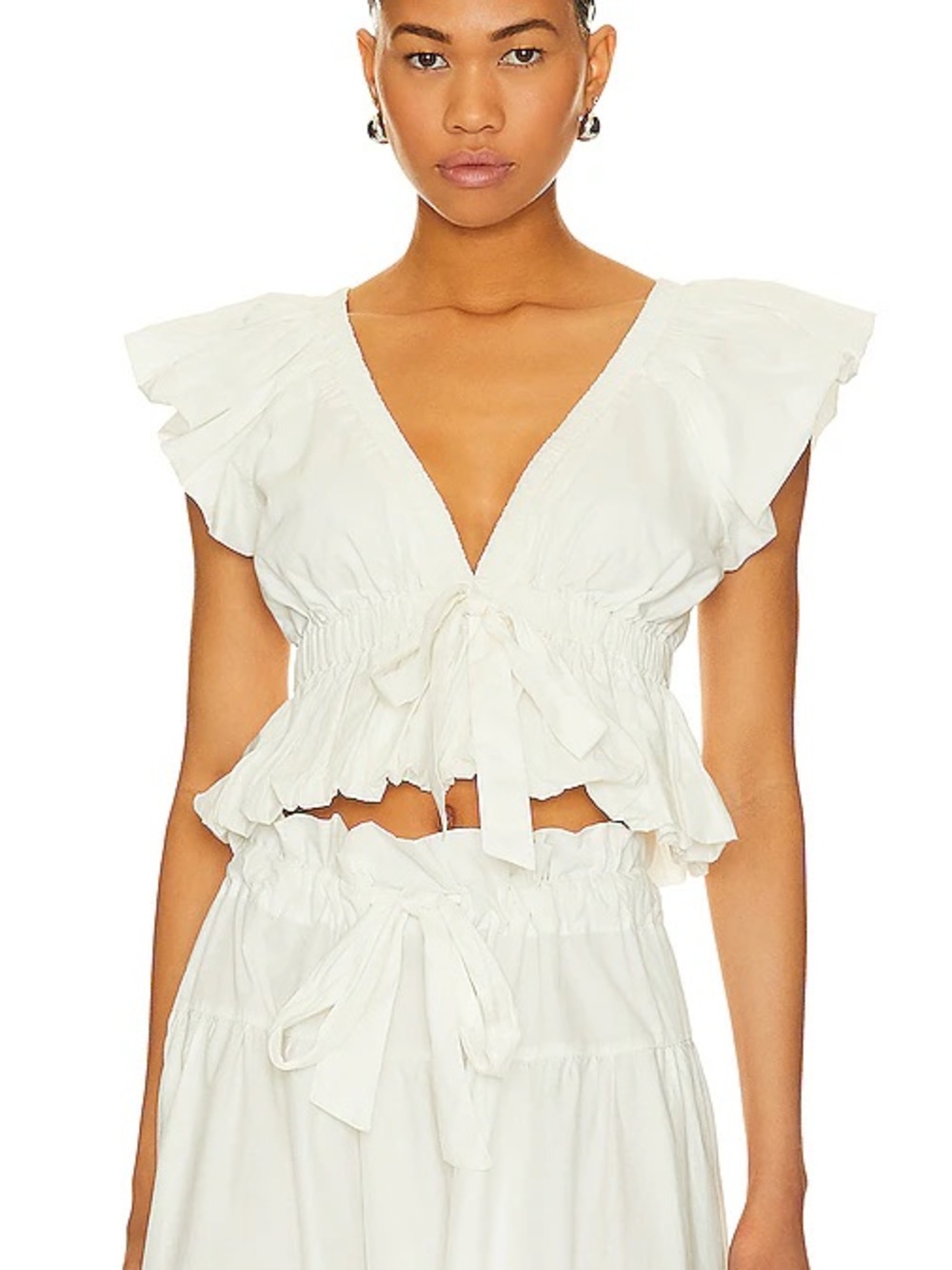 Free People Bring the Bubble Tie Waist Crop Top L - Picture 3 of 8